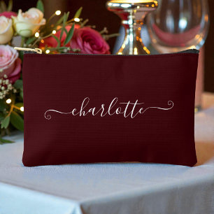 Bolsito Accesorio Pequeño Dama de honor elegante minimalista nombre   Burdeo