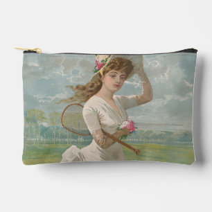 Bolsito Accesorio Pequeño Dama de tenis victoriana con sombrero floreado ant