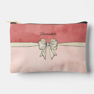 Bolsito Accesorio Pequeño Damas de Honor Rosa Moderno y Crema con Lazo