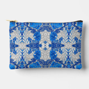 Bolsito Accesorio Pequeño Damasco floral, azul zafiro y gris