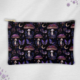 Bolsito Accesorio Pequeño Dark Butterfly Mushroom Floral Witchy Pattern