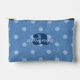 Bolsito Accesorio Pequeño Denim Washed Polka Dot