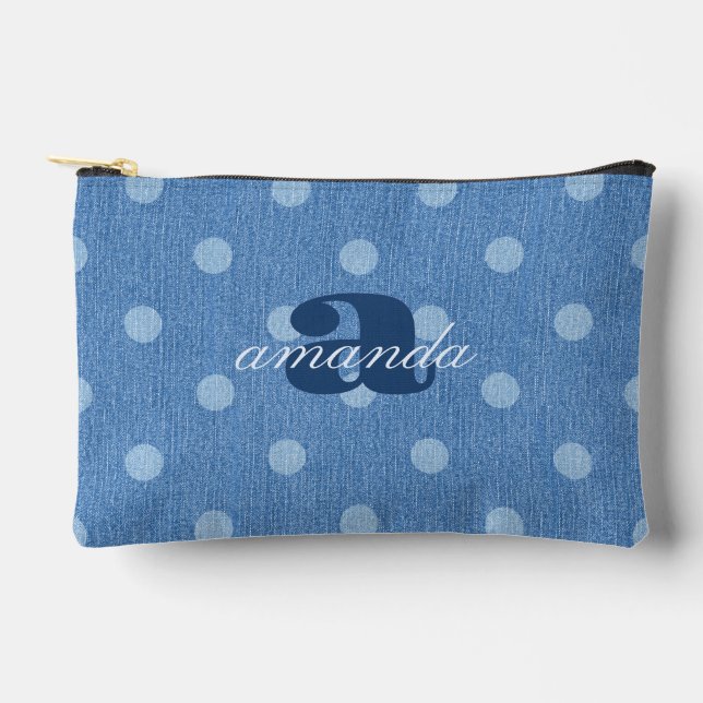 Bolsito Accesorio Pequeño Denim Washed Polka Dot (Anverso)