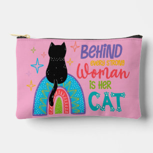 Bolsito Accesorio Pequeño Detrás De Cada Mujer Fuerte Está Su Gato