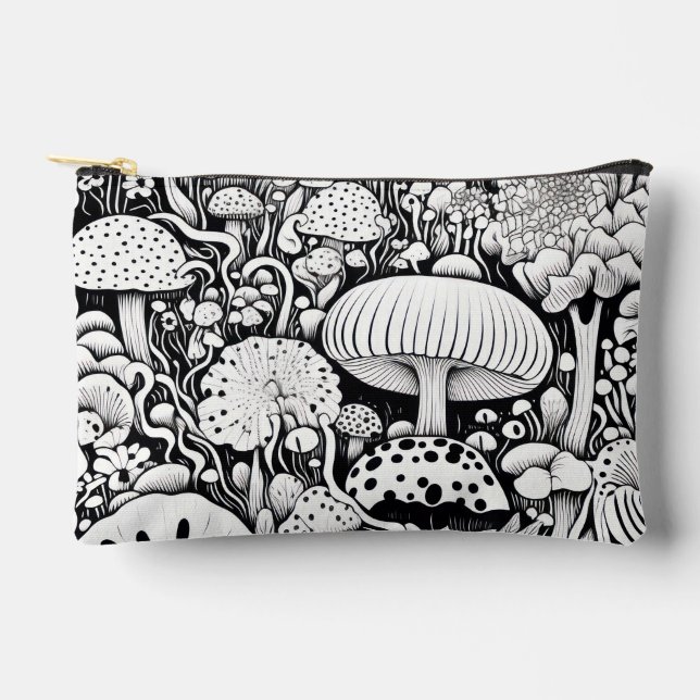 Bolsito Accesorio Pequeño Dibujo de la línea de hongos (Anverso)