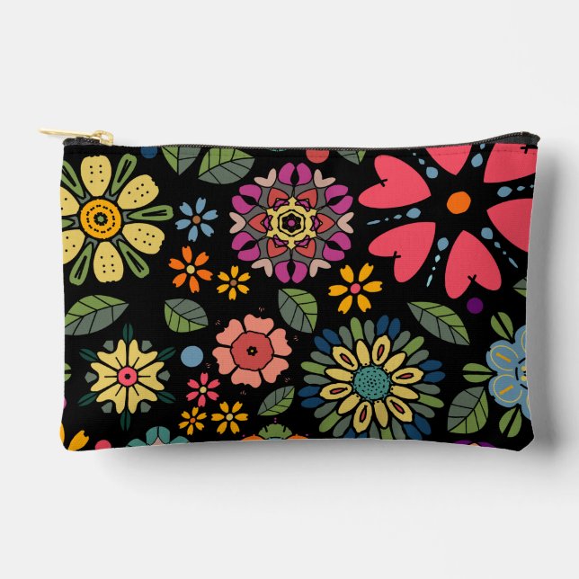 Bolsito Accesorio Pequeño Dibujo Floral Retro Moderno Patrón De Arte Sin Mar (Anverso)