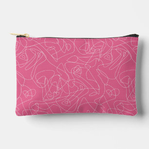 Bolsito Accesorio Pequeño Dibujos abstractos blancos sobre fondo rosa