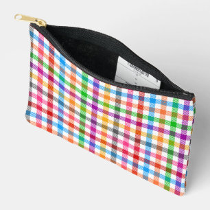 Bolsito Accesorio Pequeño Diseño de cuadros escoceses de gingham de arcoíris