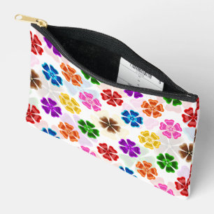 Bolsito Accesorio Pequeño Diseño de flores de arcoíris retro colorido blanco