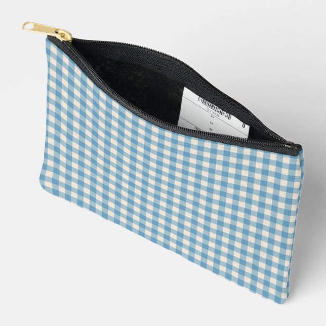 Bolsito Accesorio Pequeño Diseño De Gingham Azul Y Blanco (Abierto)