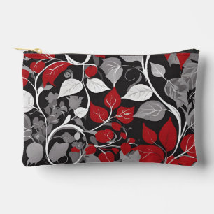 Bolsito Accesorio Pequeño Diseño de Hoja Negro y Rojo Elegante