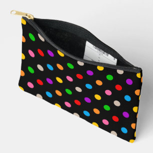Bolsito Accesorio Pequeño Diseño de lunares de arcoíris colorido negro