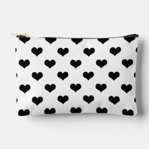 Bolsito Accesorio Pequeño Diseño de patrón de corazón de amor blanco y negro