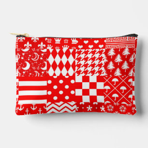 Bolsito Accesorio Pequeño Diseño de patrones mixtos blancos rojos