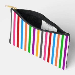 Bolsito Accesorio Pequeño Diseño de rayas de arcoíris coloridas - Blanco 