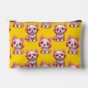Bolsito Accesorio Pequeño Diseño del patrón de perro de cachorro rosa - amar