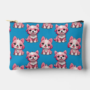 Bolsito Accesorio Pequeño Diseño del patrón de perro de cachorro rosa - azul