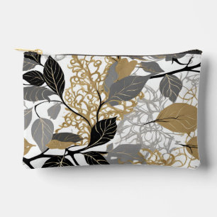 Bolsito Accesorio Pequeño Diseño Moderno de Hoja de Parra en Oro, Negro y Gr