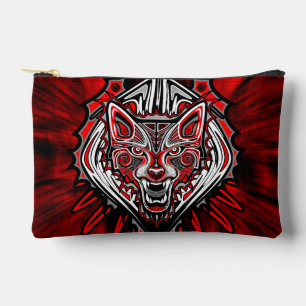 Bolsito Accesorio Pequeño Diseño Totémico Tribal Haida de Lobo