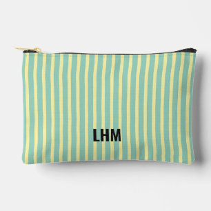 Bolsito Accesorio Pequeño Diseño Vintage de Raya Verde Menta Beige Nombre co