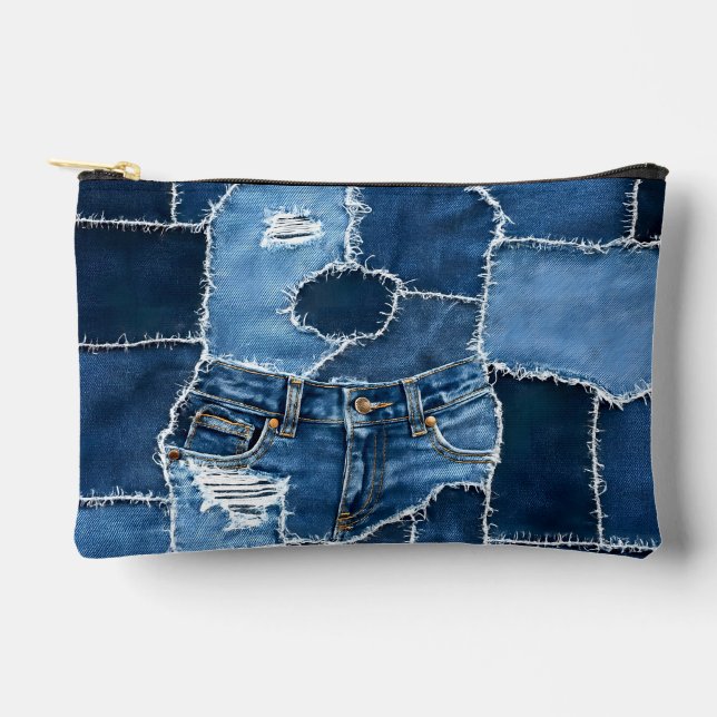 Bolsito Accesorio Pequeño Dog Patchwork Art Denim (Anverso)