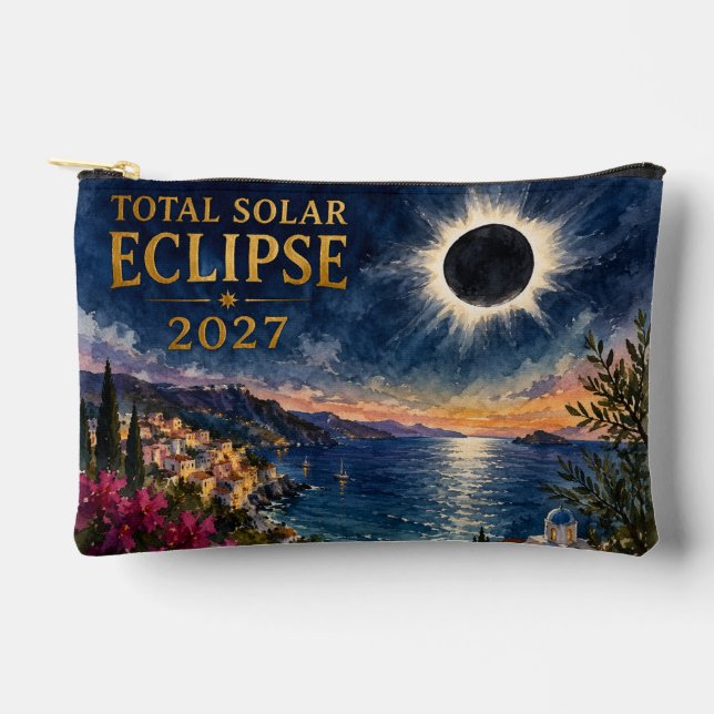 Bolsito Accesorio Pequeño Eclipse Total de Sol 2027 Mediterráneo  (Anverso)