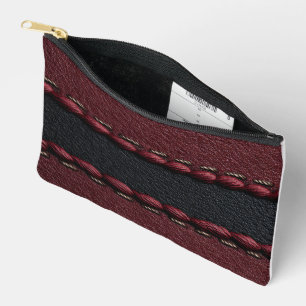 Bolsito Accesorio Pequeño Efecto de cuero negro y rojo