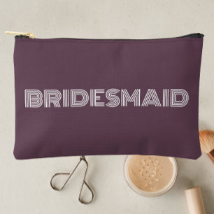 Bolsito Accesorio Pequeño Eggplant Modern Typography Bridesmaid