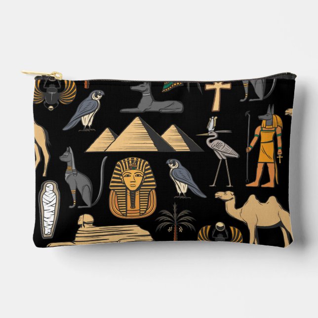 Bolsito Accesorio Pequeño  Egyptian Hieroglyphic Symbol Pattern Background   (Anverso)