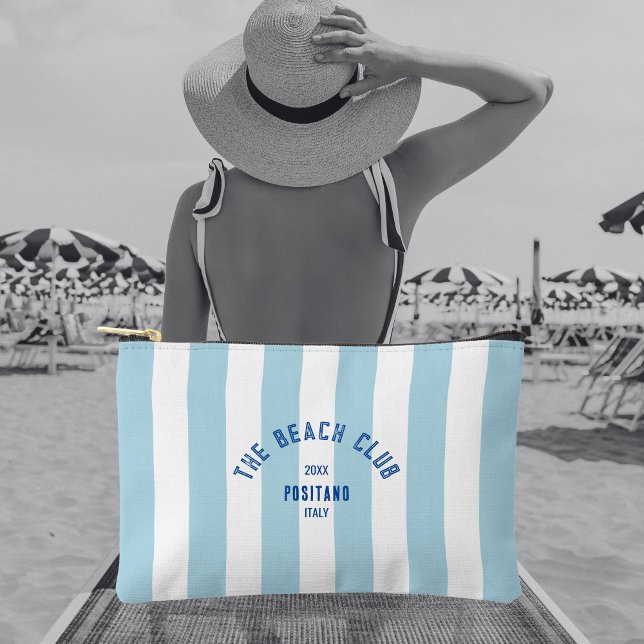 Bolsito Accesorio Pequeño El Beach Club Escudo Blue Cabana Stripe (Subido por el creador)
