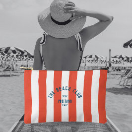 Bolsito Accesorio Pequeño El Beach Club Escudo Naranja Red Cabana Stripe