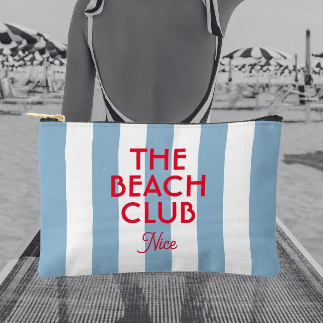 Bolsito Accesorio Pequeño El Beach Club Francés Red Blue Cabana Stripe (Subido por el creador)