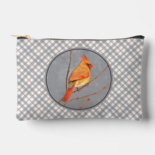Bolsito Accesorio Pequeño El Cardenal Winter Branch Pintura original de arte (Anverso)