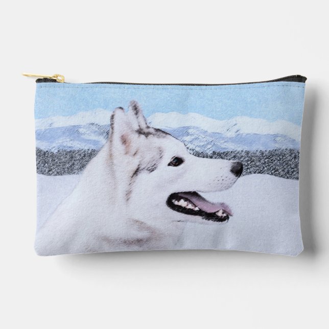 Bolsito Accesorio Pequeño El Husky Siberiano pinta arte de perro blanco y pl (Anverso)