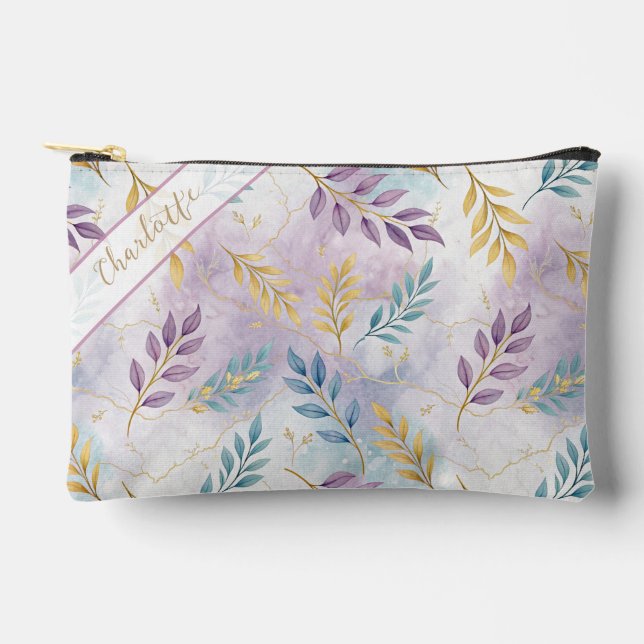 Bolsito Accesorio Pequeño Elegant Gold Botanical Marble Personalized (Anverso)