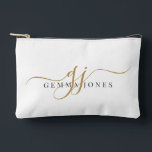 Bolsito Accesorio Pequeño Elegant Gold Script Name Monogram<br><div class="desc">A stylish gold script monogram pouch featuring a flowing signature style initial paired with a clean name layout. The simple gold lettering creates a polished look while keeping the design minimal and easy to read. A practical and personalized choice for organizing makeup, travel essentials, or small accessories. Also makes a...</div>