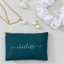 Bolsito Accesorio Pequeño Elegant Minimalist Bridesmaid Name | Deep Teal