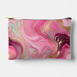 Bolsito Accesorio Pequeño Elegant Pink and Faux Gold Marbled Accessory Pouch