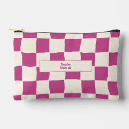 Bolsito Accesorio Pequeño Elegant Timeless Name Purple and Cream Check