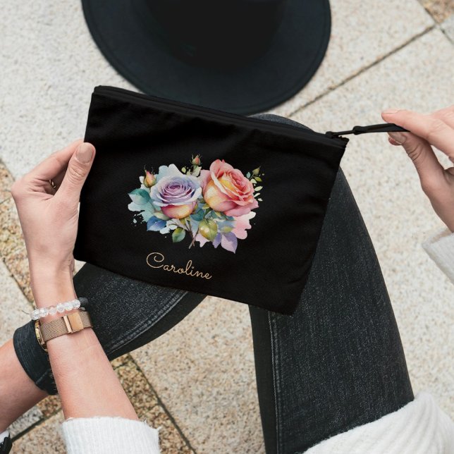 Bolsito Accesorio Pequeño Elegante Black Stylish Floral Boho Cute (Subido por el creador)