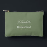Bolsito Accesorio Pequeño Elegante Bridesmaid Sage Green Accesory Pouch<br><div class="desc">Elegante bolsa accesoria de la dama de honor Sage Green, por favor, personalice el nombre de la dama de honor, utilizando la plantilla de personalización en línea antes de realizar el pedido. La plantilla de personalización también se puede utilizar fácilmente para personalizar el diseño de otros roles de invitados bodas,...</div>
