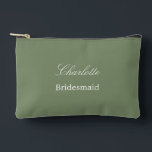 Bolsito Accesorio Pequeño Elegante Bridesmaid Sage Green Accesory Pouch<br><div class="desc">Elegante bolsa accesoria de la dama de honor Sage Green, por favor, personalice el nombre de la dama de honor, utilizando la plantilla de personalización en línea antes de realizar el pedido. La plantilla de personalización también se puede utilizar fácilmente para personalizar el diseño de otros roles de invitados bodas,...</div>