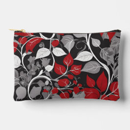 Bolsito Accesorio Pequeño Elegante diseño de hojas rojas y negras