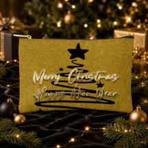 Elegante dorado negro Feliz Navidad Feliz Año Nuev