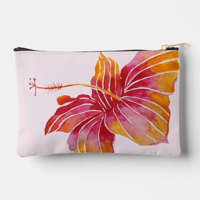 Bolsito Accesorio Pequeño Elegante flor hawaiana hibiscus (Reverso )