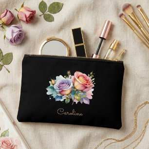 Bolsito Accesorio Pequeño Elegante Floral Boho Lindo Negro con Estilo