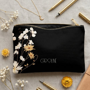 Bolsito Accesorio Pequeño Elegante Floral Boho Mono Negro Cuco