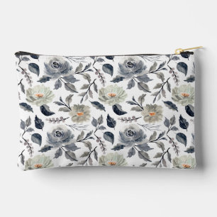 Bolsito Accesorio Pequeño Elegante Floral Botánico Acuarela Azul Gris Vintag