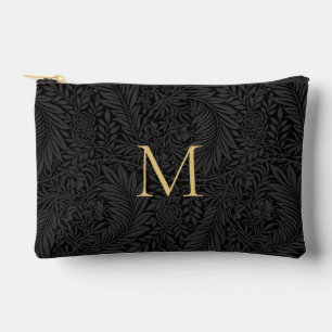 Bolsito Accesorio Pequeño Elegante Floral Negro Vintage Monograma Dorado