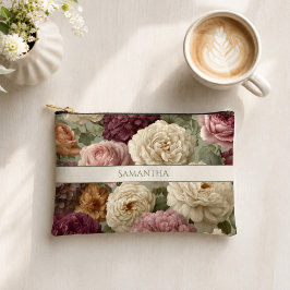Bolsito Accesorio Pequeño Elegante Floral Púrpura con Nombre